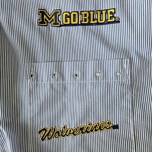 Michigan Wolverines Button Shirt Size 1X Las Olas Stripe Rhinestone NCAA Vtg 90s - Picture 5 of 16